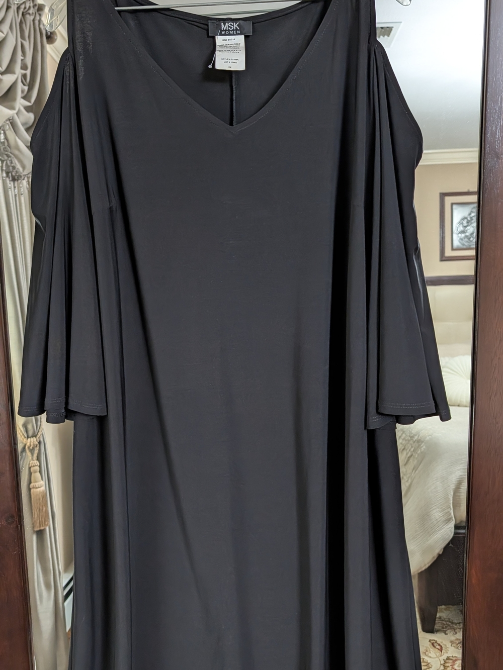 MSK Black V-Neck Cold-Shoulder Mini Dress